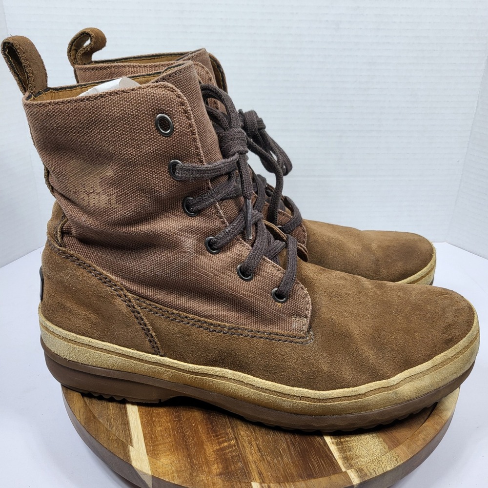 Sorel NM1783-222 Boots Mens 10.5 Brown‎ Excellent Suede Canvas Lace Up Combat